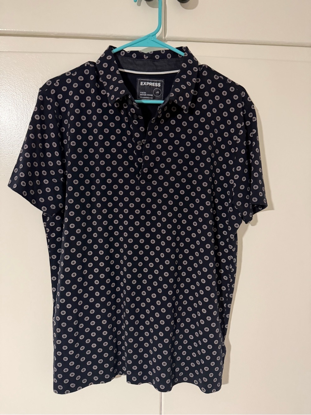 Express Navy Polo with Small Light Dot Print